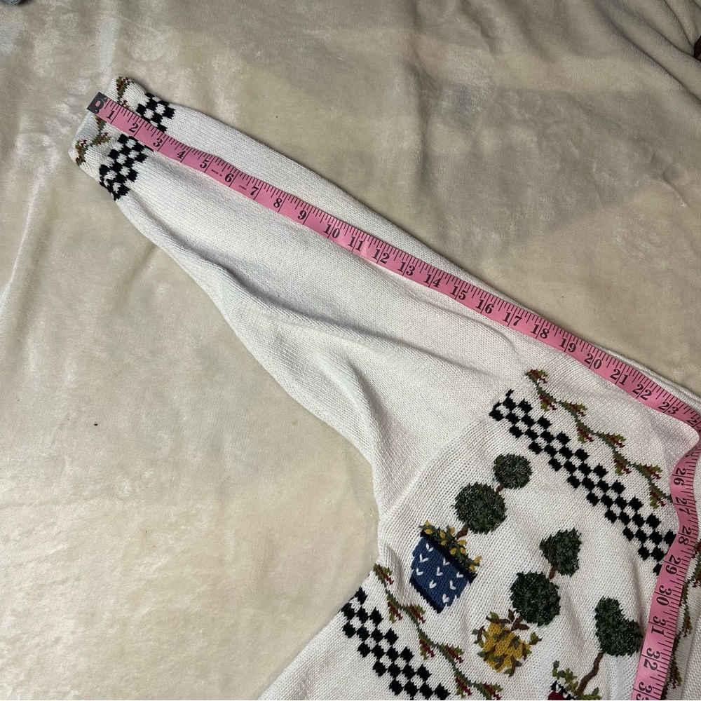 Funky fall angel grandma cardigan with checkerboard pattern details / medium - Picture 6 of 9